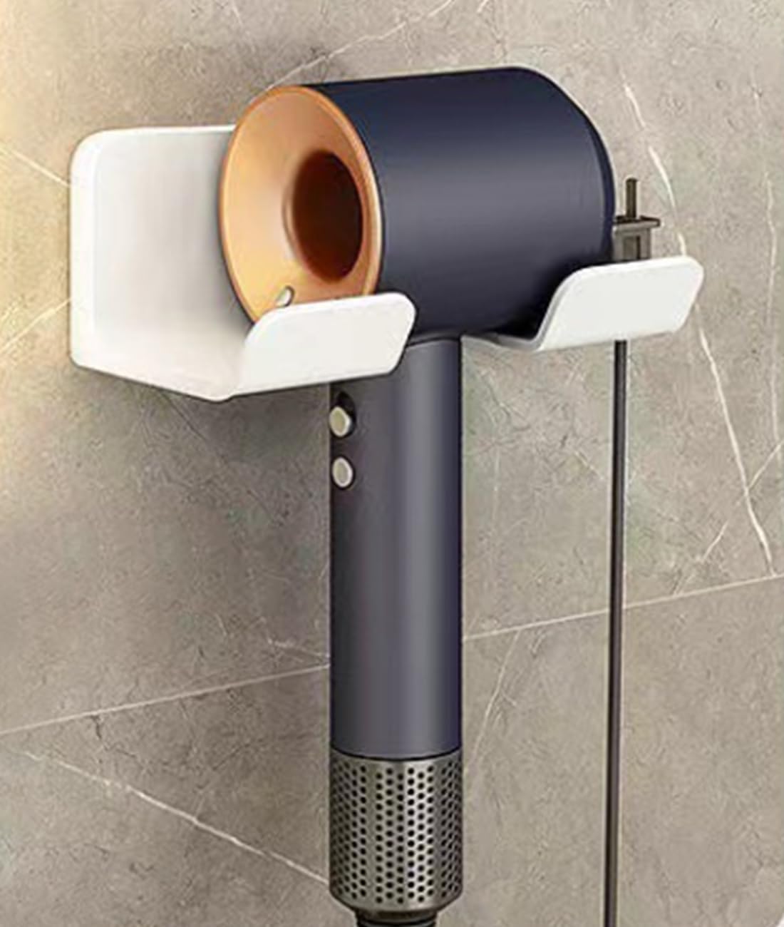 Haartrocknerhalterung – 1 Stück – Metall – Universelle Wandmontage – Badezimmer – Schwarz