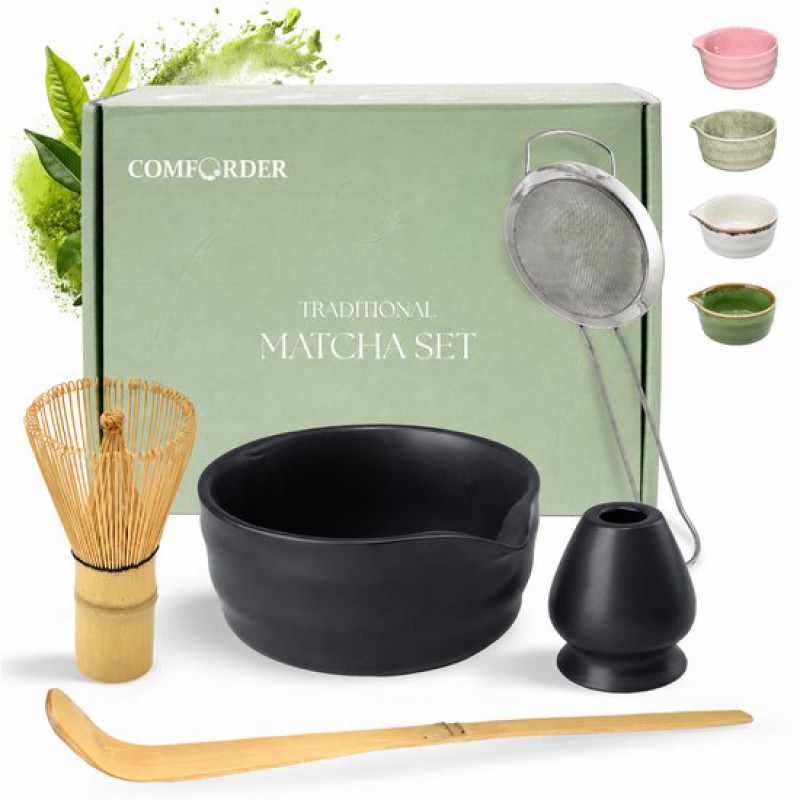 Matcha-bettwäscheset – Starterset Mit Schneebesen Und Schale – Schwarztee-set