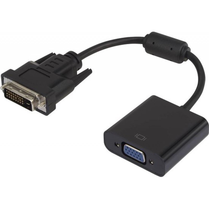 Rf-3301134 Dvi/vga-adapter [1 X 24+1-poliger Dvi-anschluss – 1 X Vga-anschluss] Schwarz Mit Ferritkern Und Vergoldetem Stecker