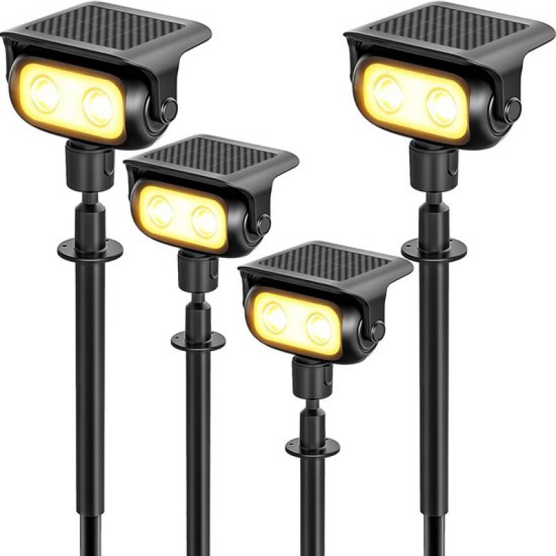 Solar-gartenleuchten – Solar-bodenstrahler (4er-set) – 200 Lm, 3000 K, Warmweiß – Ip65 Wasserdicht – Solar-außenbeleuchtung Für Garten, Rasen Und Einfahrt – Schwarz