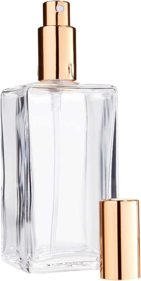 100 Ml Quadratische Klarglasflasche – Goldener Sprühkopf – Nachfüllbares Reiseparfüm