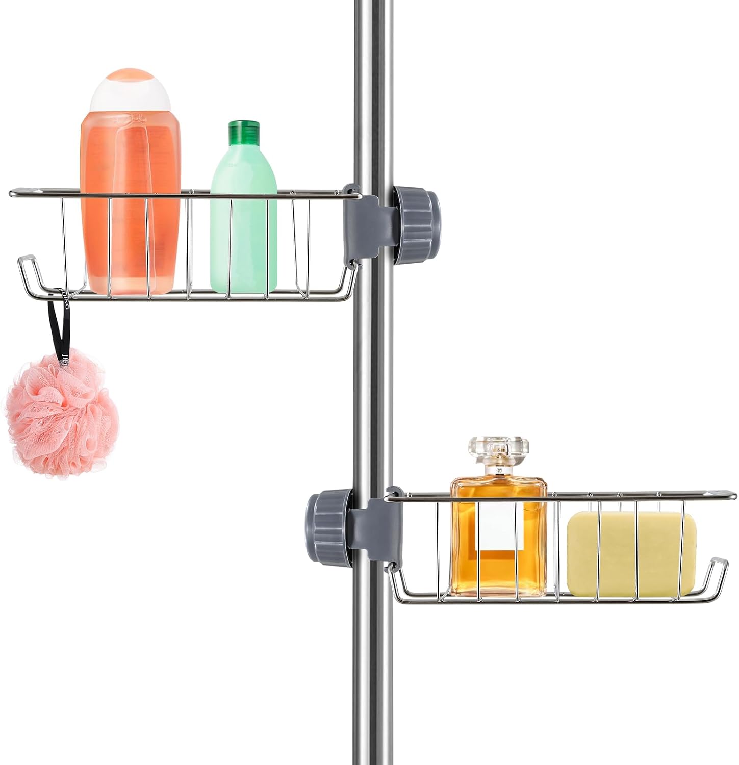 Duschablagen Aus Edelstahl – Halterung Und Seifenschale – 2-teilig Für Duschstangen Mit 18–25 Mm Durchmesser – Silbernes Design