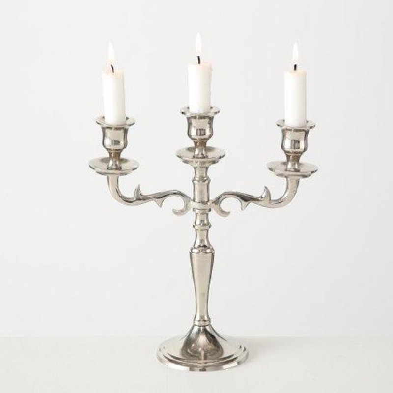 - Kerzenständer - Kerzenhalter - 27 Cm - Aluminium - Silber