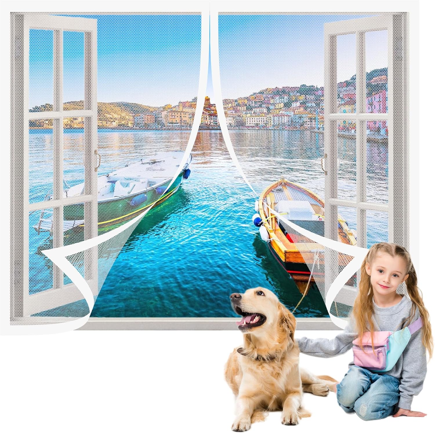 Magnetisches Moskitonetz – 1 Stück – Weißes Polyester – Magnetverschluss – Für Fenster Und Türen – 125 X 125 Cm