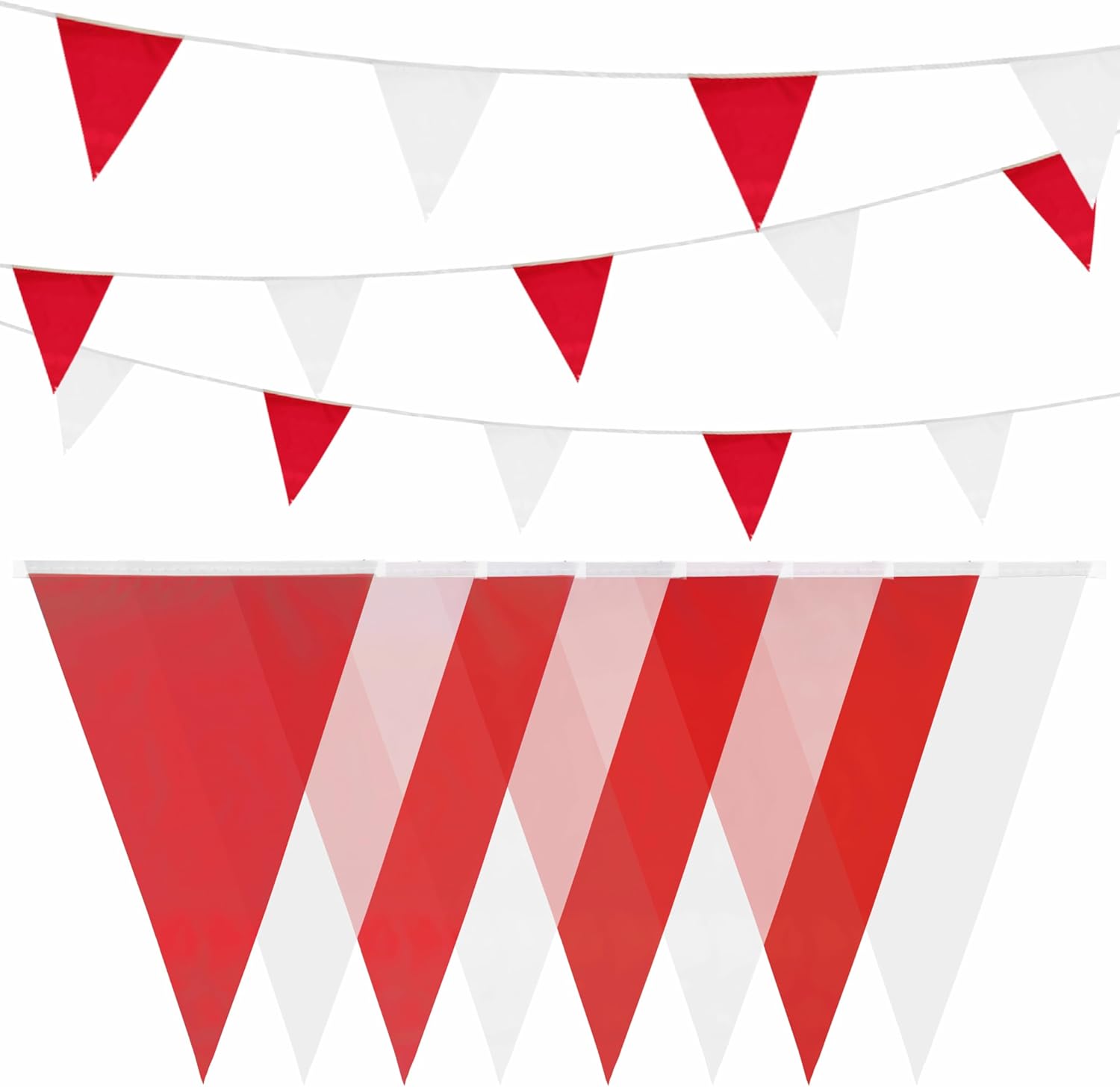 Wimpelkette – 20-teilig – Kunststoff – Wetterfest – Außendekoration – Rot Und Weiß – 10 M