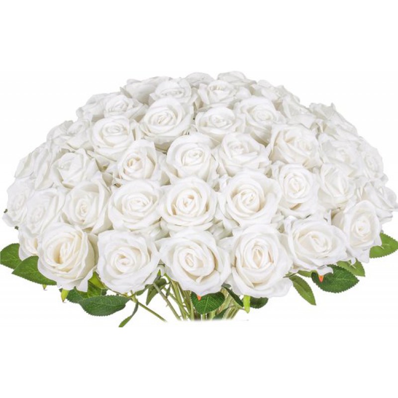 Künstliche Blumen – Künstliche Rosen – Seidenblumen – 25er-packung Künstliche Rosen – 50 Cm – Weiß