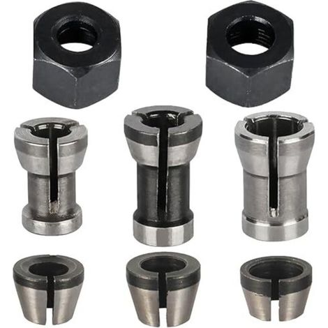 8-teiliges Spannklauen-set, Zubehör Für Oberfräsen Von Einhell, Katsu, Bosch Und Dewalt, 6 Spannadapter (6 Mm, 6,35 Mm, 8 Mm) + 2 Muttern Für Graviermaschinen