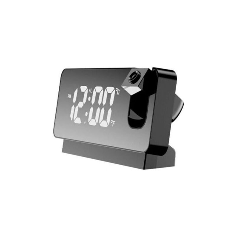 Fenoplasticaréveil À Projection Pour Chambre À Coucher, Radio-réveil Numérique Avec Gradateur 0-100 % Et 2 Ports De Charge Usb, Projecteur Rotatif À 180°, Double Alarme, Répétition, Affichage Led Clai