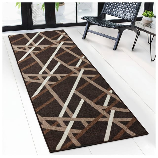 Teppich-läufer Nach Maß Printed Braun Mit Streifen 67 X 500 Cm