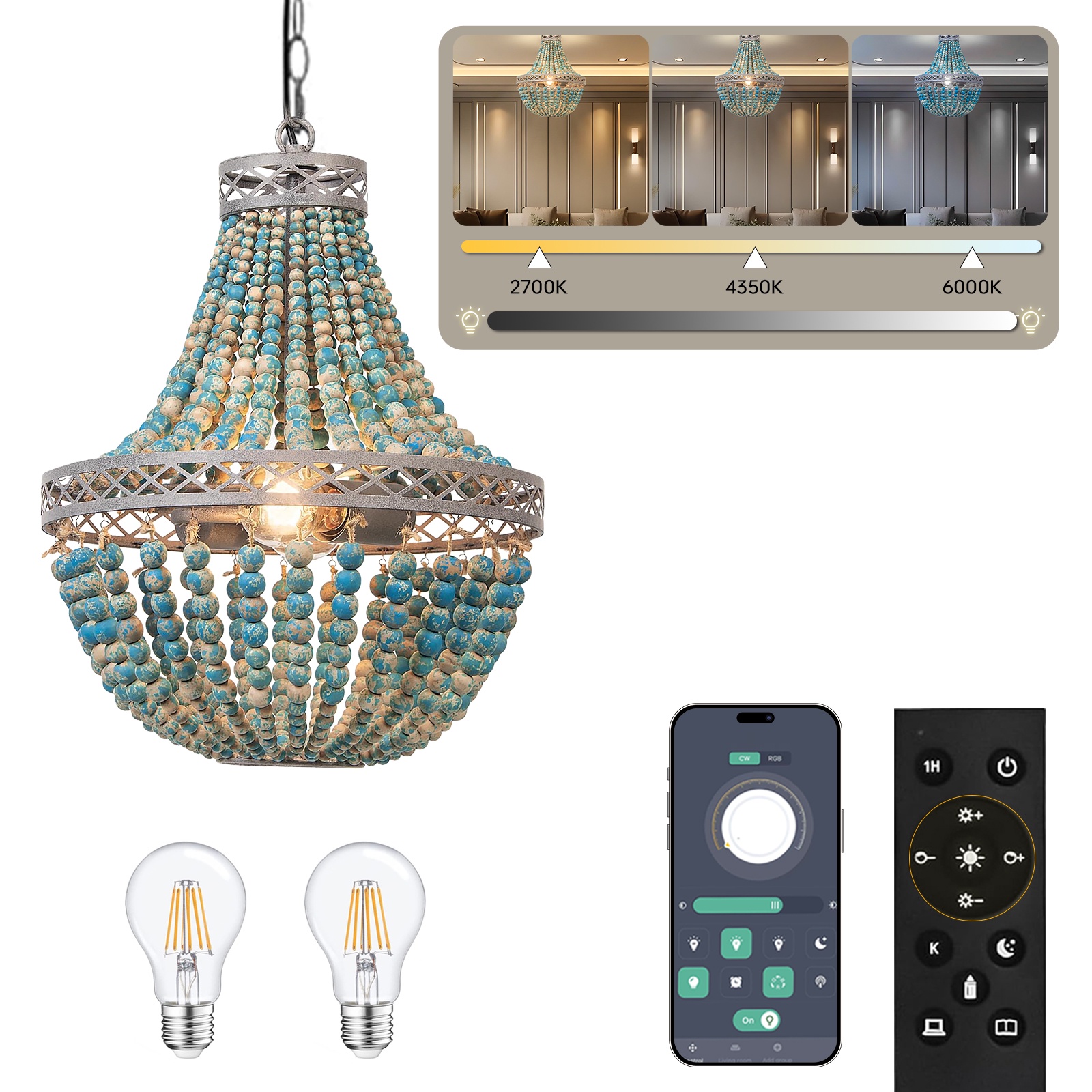 Bohemian Boho Natürlich Holzperlen Deckenbeleuchtung E27 Loft Französische Landschaft Kronleuchter Antike Decke Pendelleuchte Für Schlafzimmer Küche Insel Esszimmer Wohnzimmer