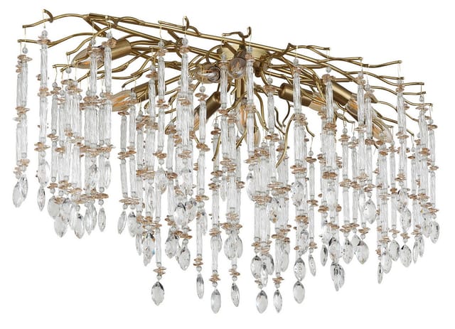 Deckenleuchte Wohnzimmerlampe Küchenleuchte Goldfarben Glaskristalle H 48 Cm