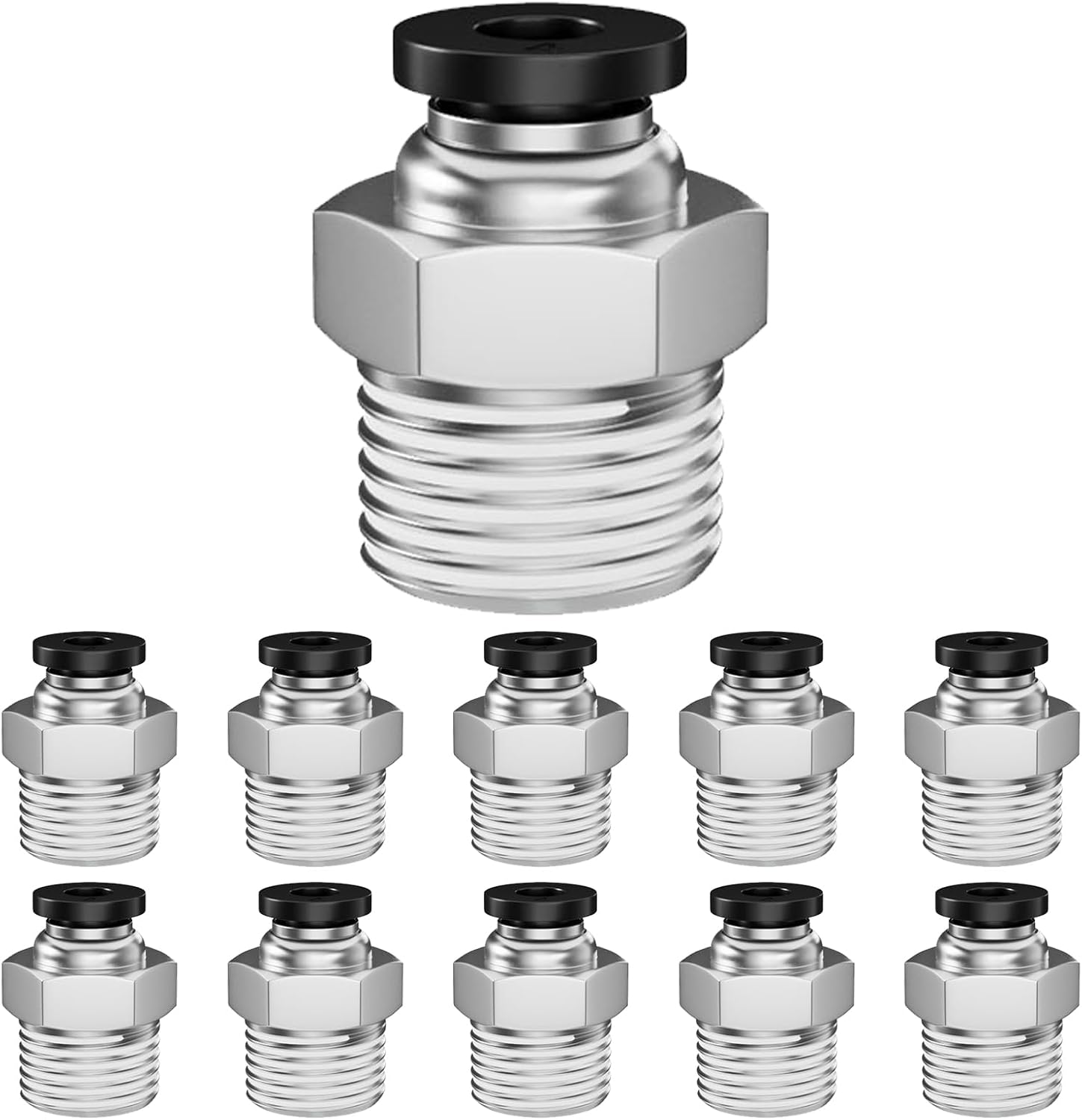 Pneumatikverschraubung – 10er-pack – Bronze – 1/4"-bsp-gewinde – Push-to-lock – Für 4-mm-schlauch