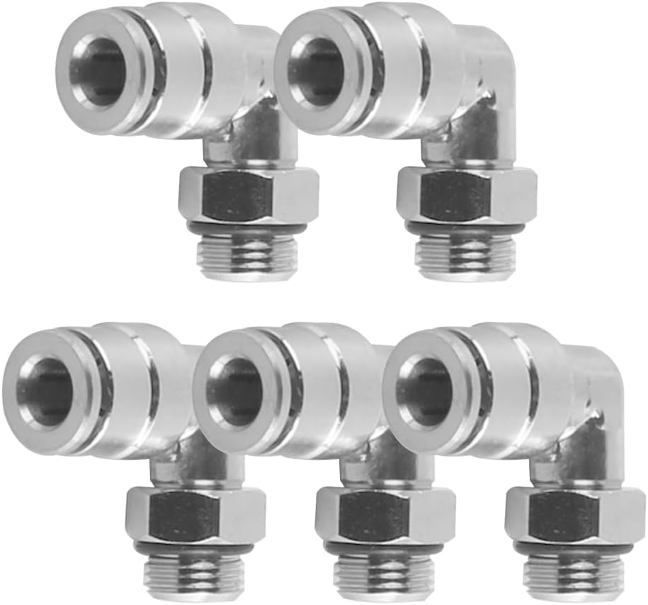 Vernickelter Messingwinkel – 5er-pack – 1/8"-bsp-gewinde – Pneumatik-steckverschraubung – 6-mm-rohr