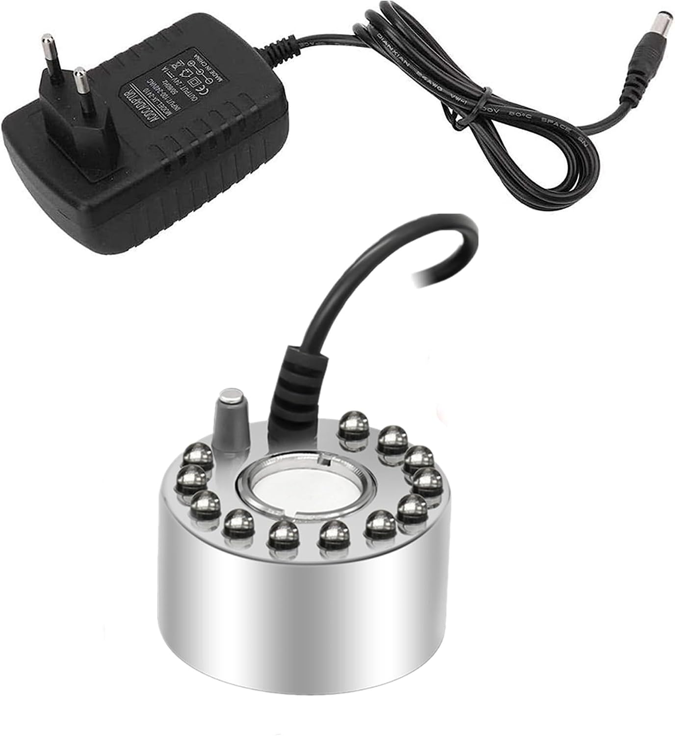 Ultraschall-sprühgerät – 1 Stück – Abs – 12 Mehrfarbige Leds – Für Springbrunnen Und Teiche – Schwarz