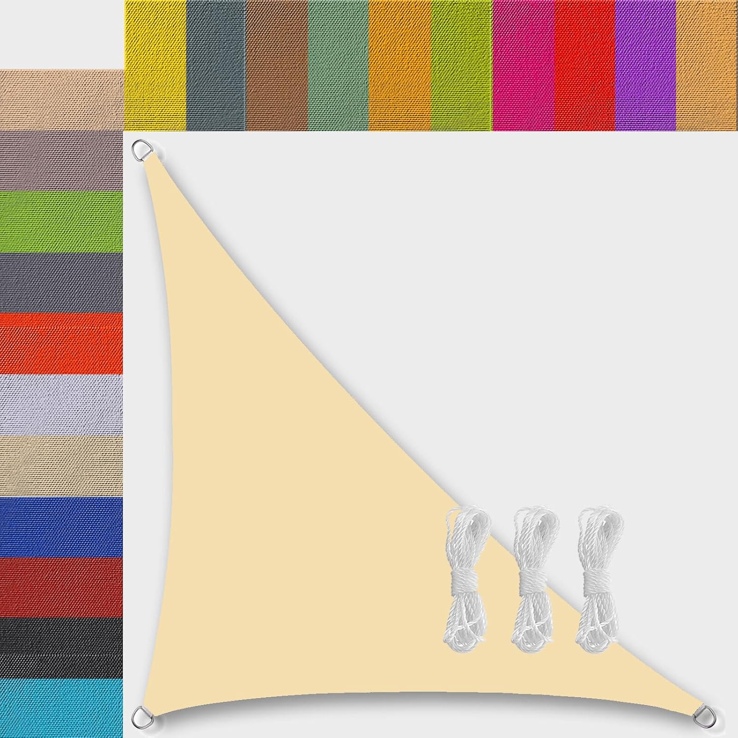 Wasserdichtes Sonnensegel, 95 % Uv-schutz, Wetterfest, Perforiertes Sonnensegel Für Terrasse, Patio, Garten, Außenbereich, Pool, Dreieckig, Beige, 2 X 2 X 2,8 M