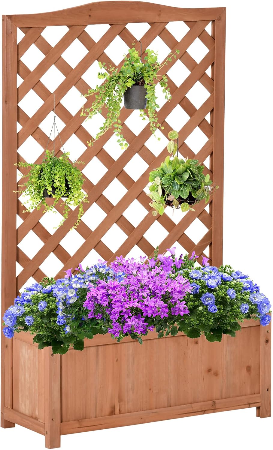 Hochbeet Mit Rankgitter – 1 Stück – Tannenholz – Rankhilfe Für Kletterpflanzen – Garten, Balkon, Terrasse – 70 X 28 X 117 Cm, Braun