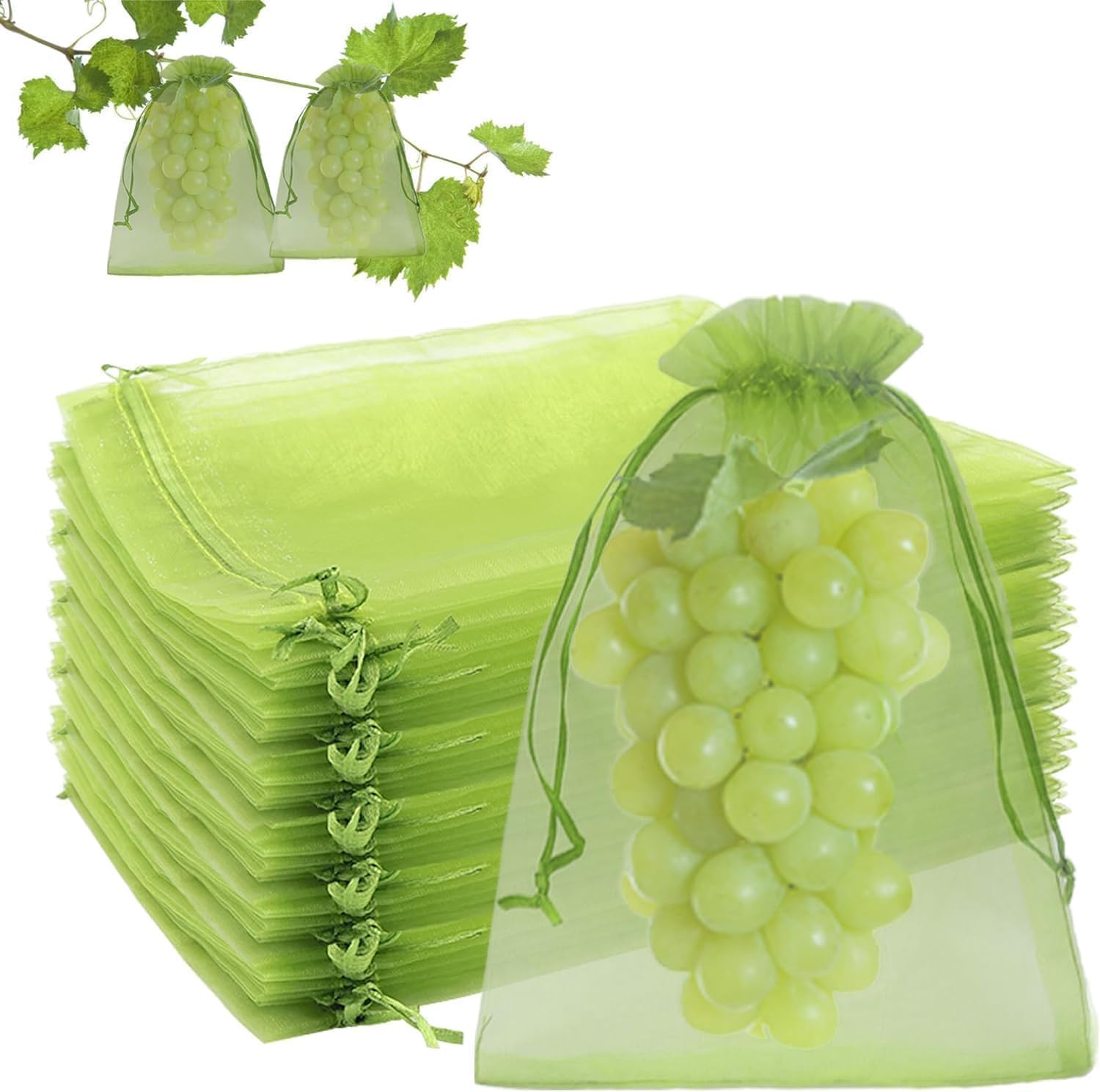 Organzabeutel – 50er-packung – 20 X 30 Cm – Kordelzugverschluss – Schützt Obst Vor Insekten Und Vögeln – Moosgrün