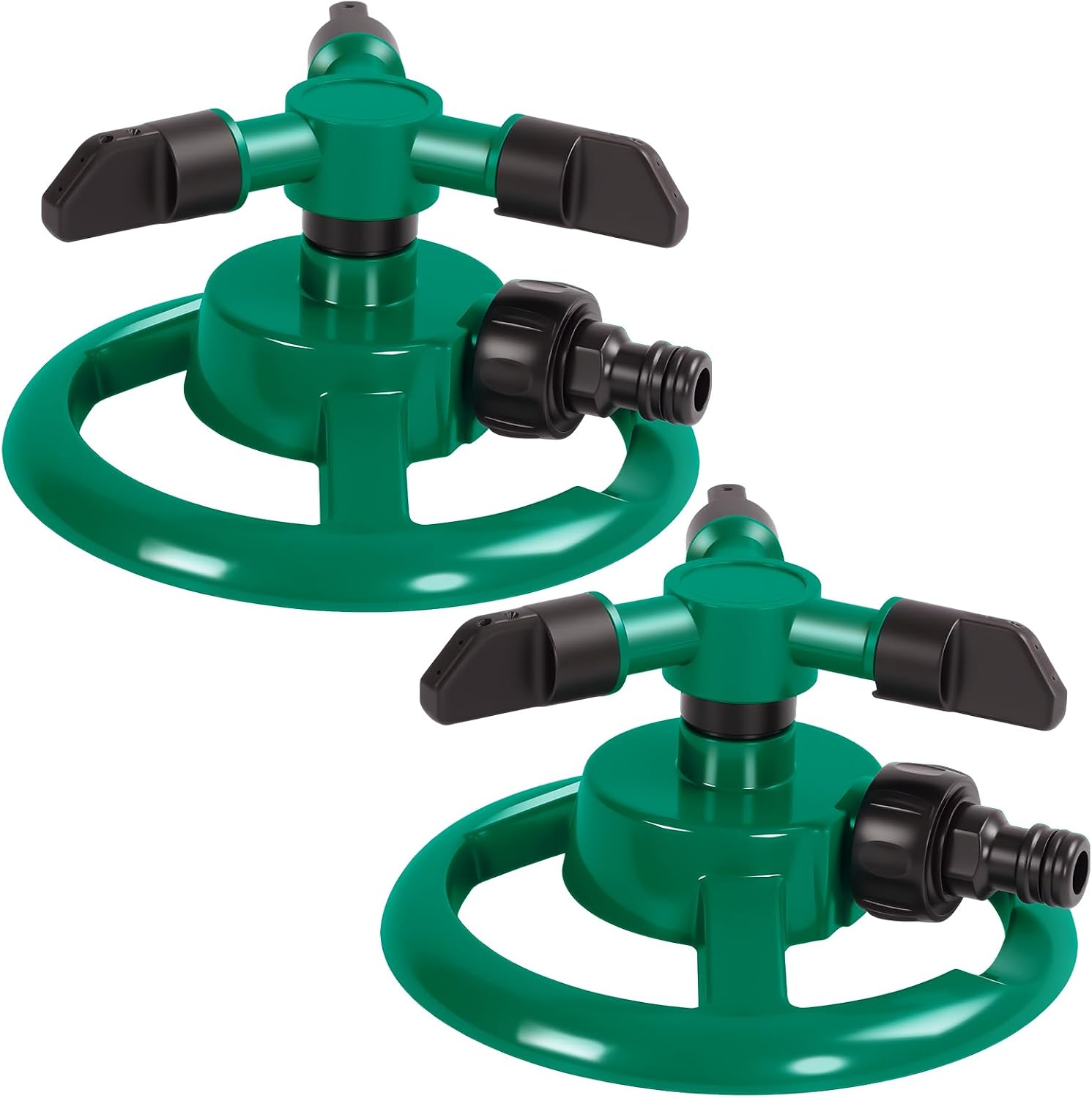 Gartensprenger – 2er-set – Abs – 360°-drehung, 3 Arme – Rasen- Und Pflanzenbewässerung – Grün