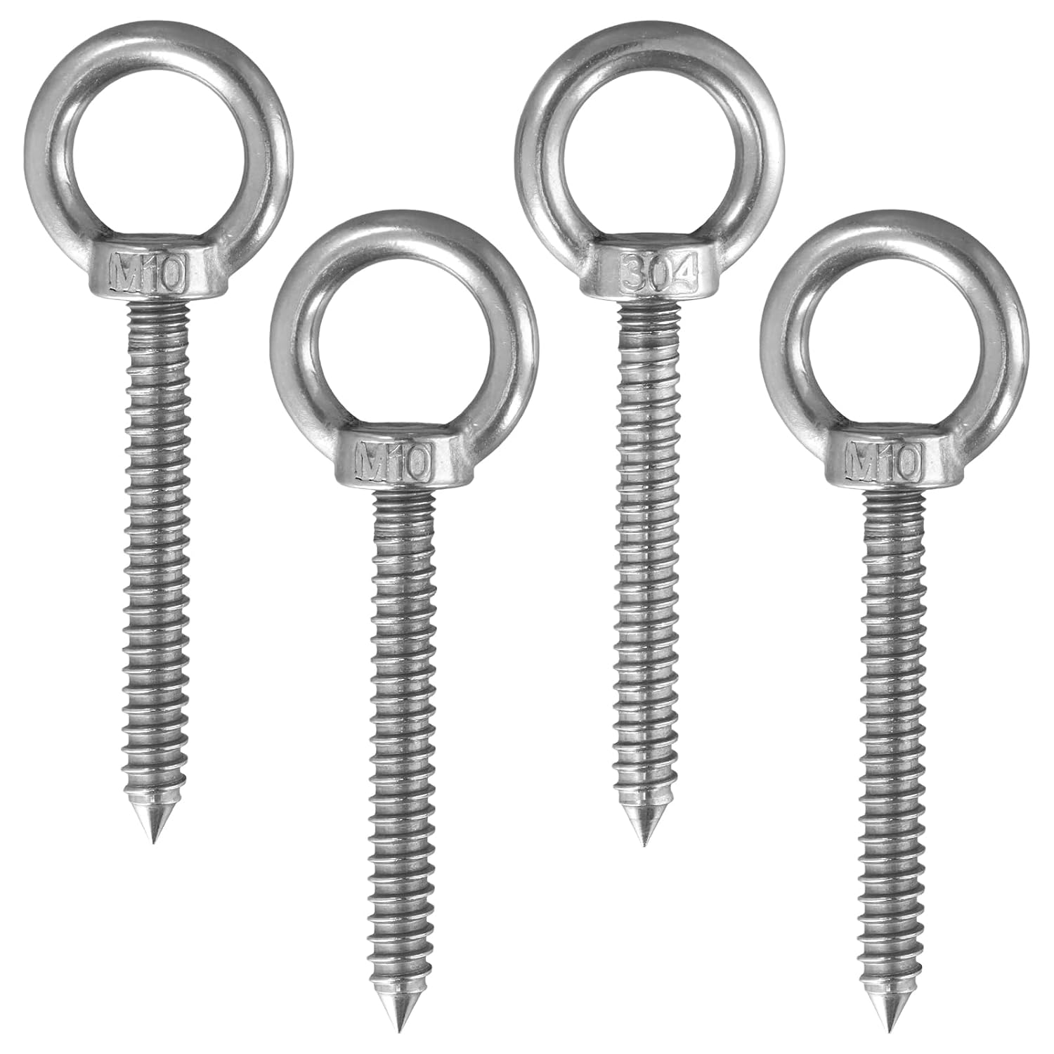 Schraubösenhaken Aus Edelstahl – 4er-pack – M10 X 80 Mm – Edelstahl 304 – Für Hängematten Und Schaukeln – Silber