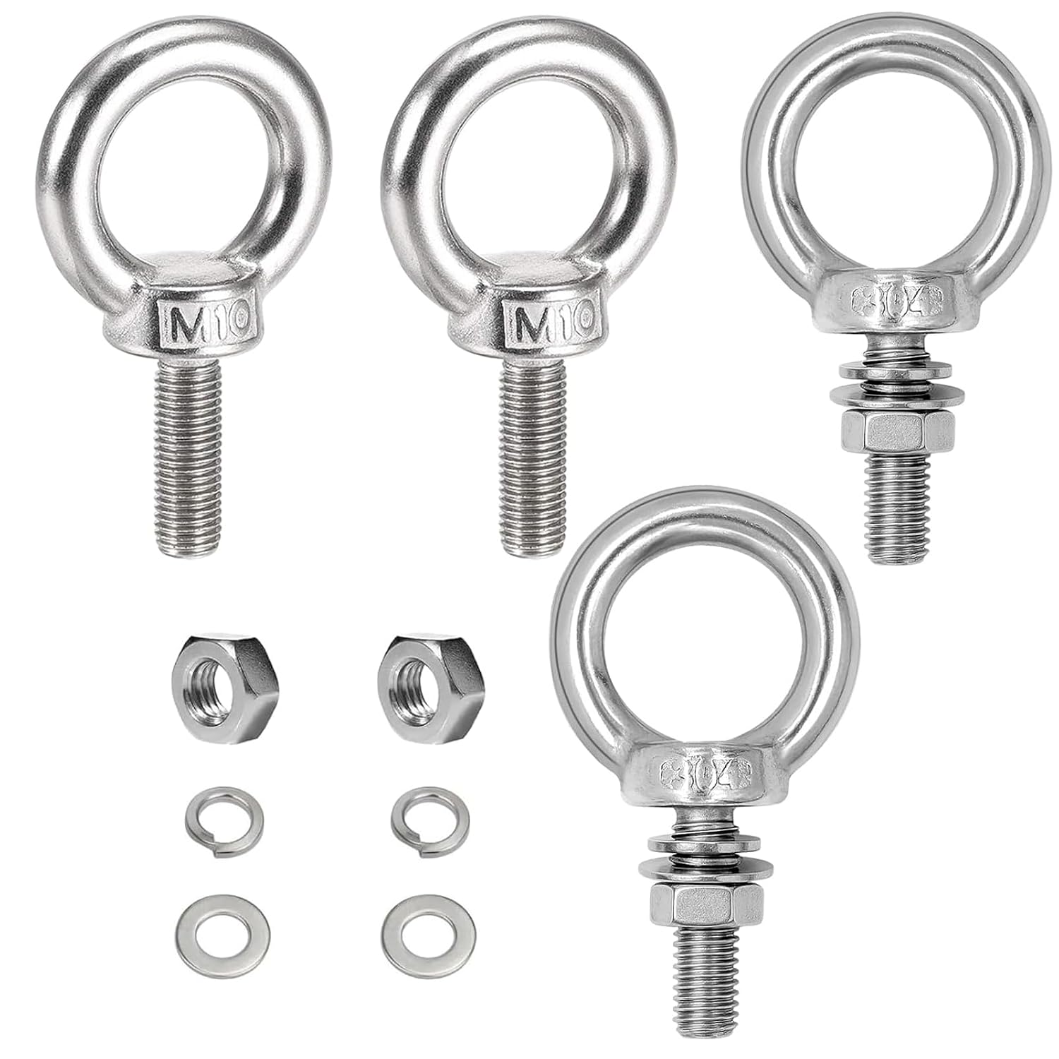 Hebering – 4 Stück – Edelstahl 304 – M10x30 Mm Augenschraube – Zum Aufhängen Und Befestigen – Silber