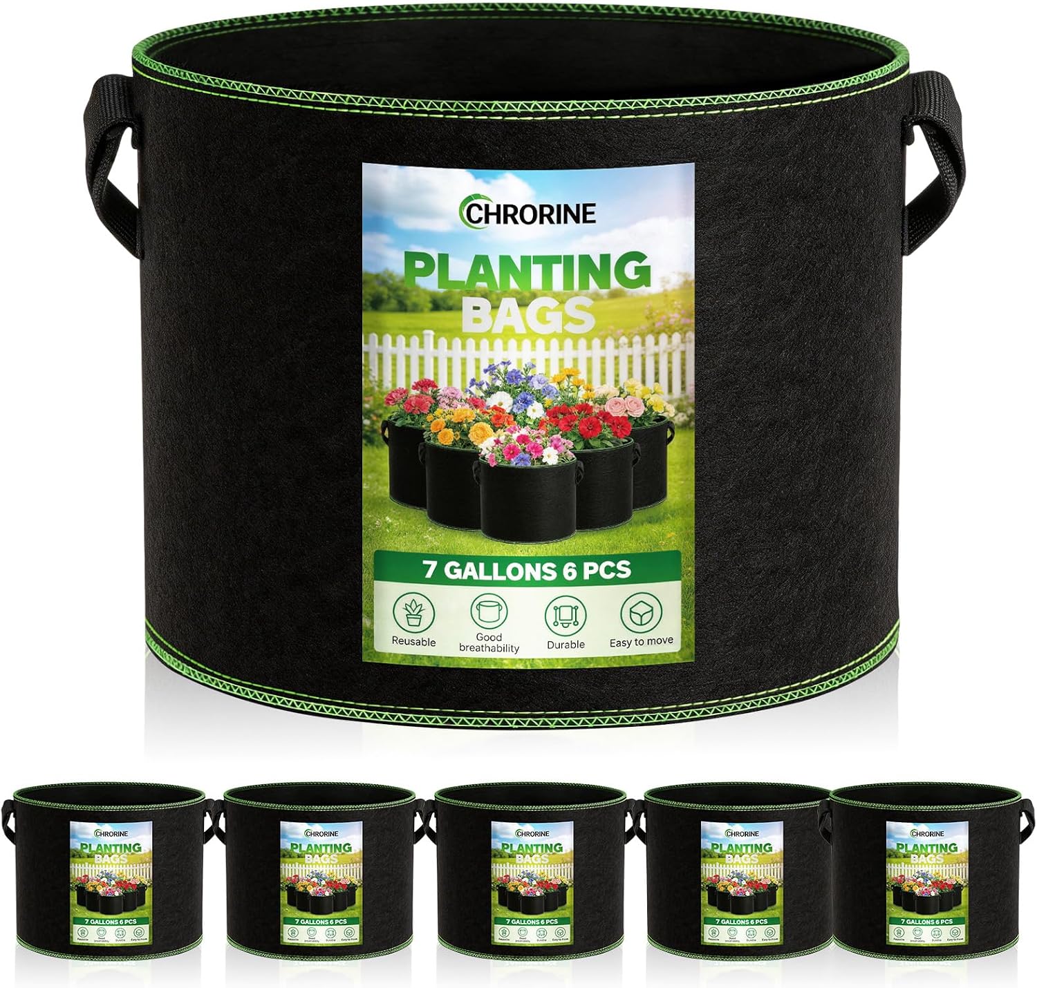 Set Mit 6 Pflanzsäcken – 300 G Vliesstoff – Mit Griffen – Optimale Drainage – Für Drinnen Und Draußen – 20,5 Liter