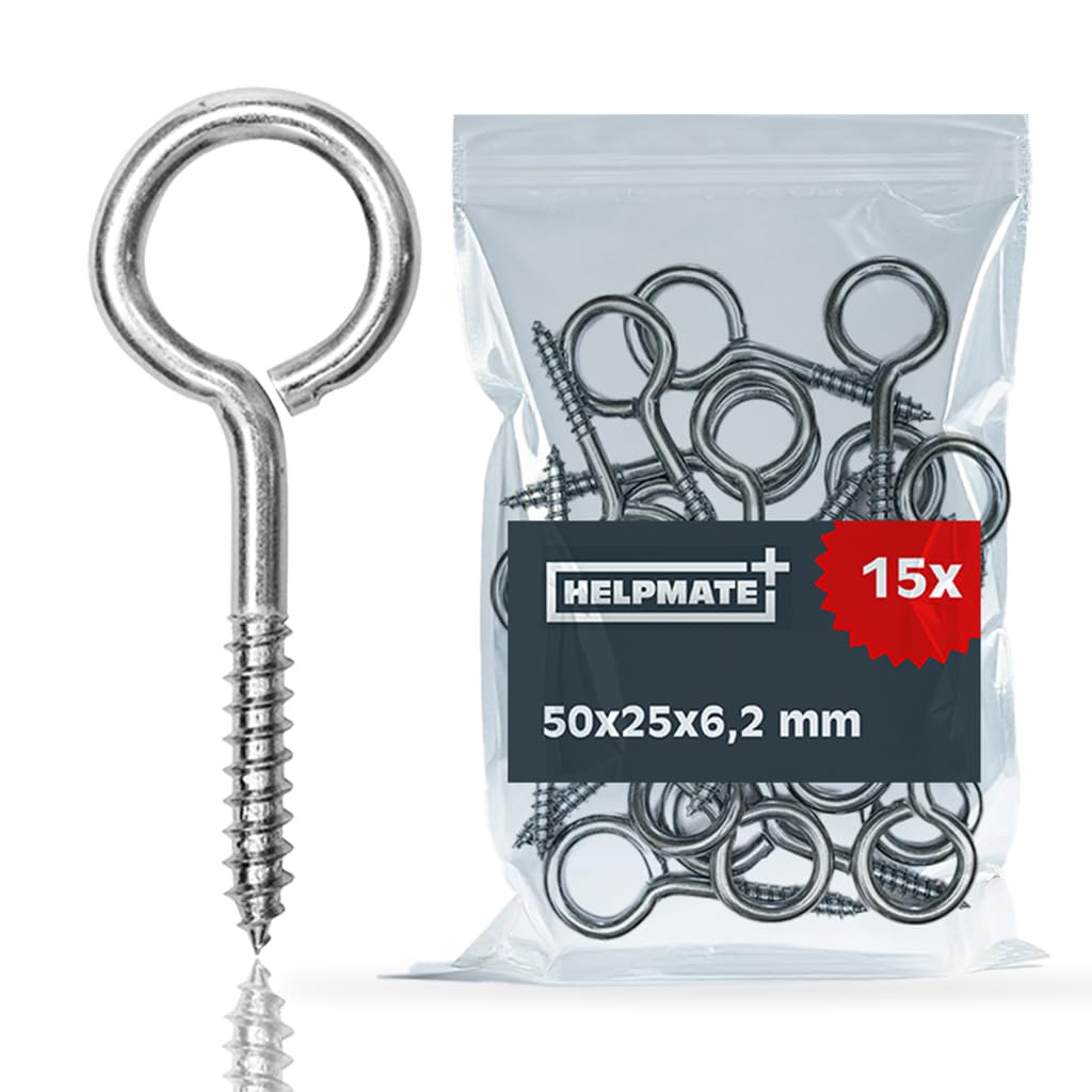 Hebering – 15 Stück – Elektrolytisch Verzinkter Stahl – Holzgewinde – Aufhängung Für Innen Und Außen – 50 X 25 X 6,2 Mm