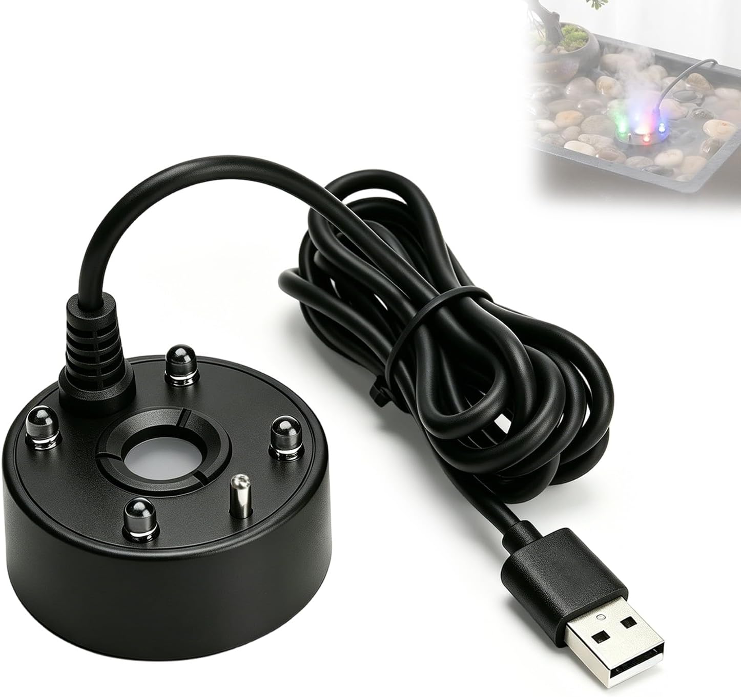 Ultraschall-led-nebelverteiler – 1 Stück – Kunststoff – Wasserdichter Nebelverteiler – Dekorativer Aquarium-teich – Mehrfarbig