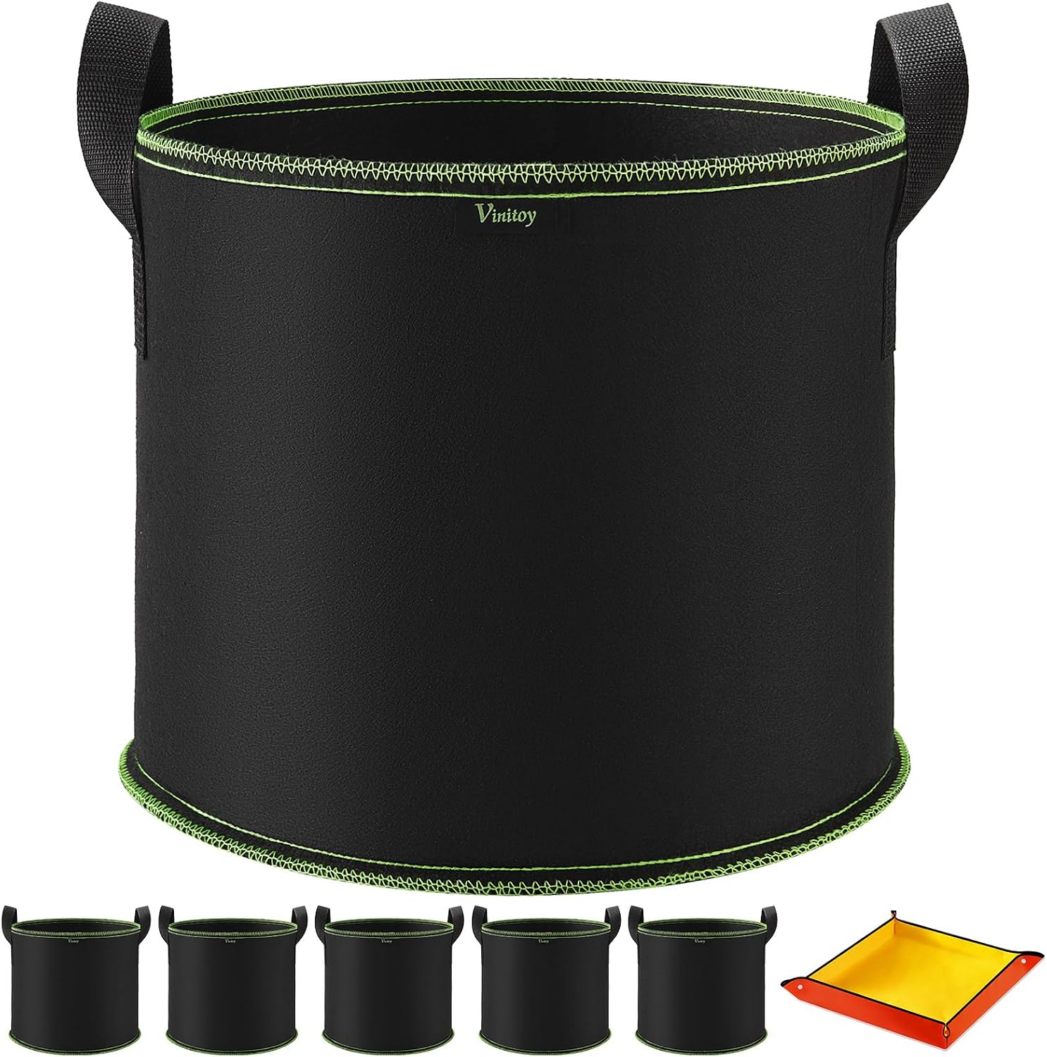 Pflanzsäcke – 5er-set – Vliesstoff – 40 L – Mit Griffen Und Matte – Für Gemüse Und Blumen
