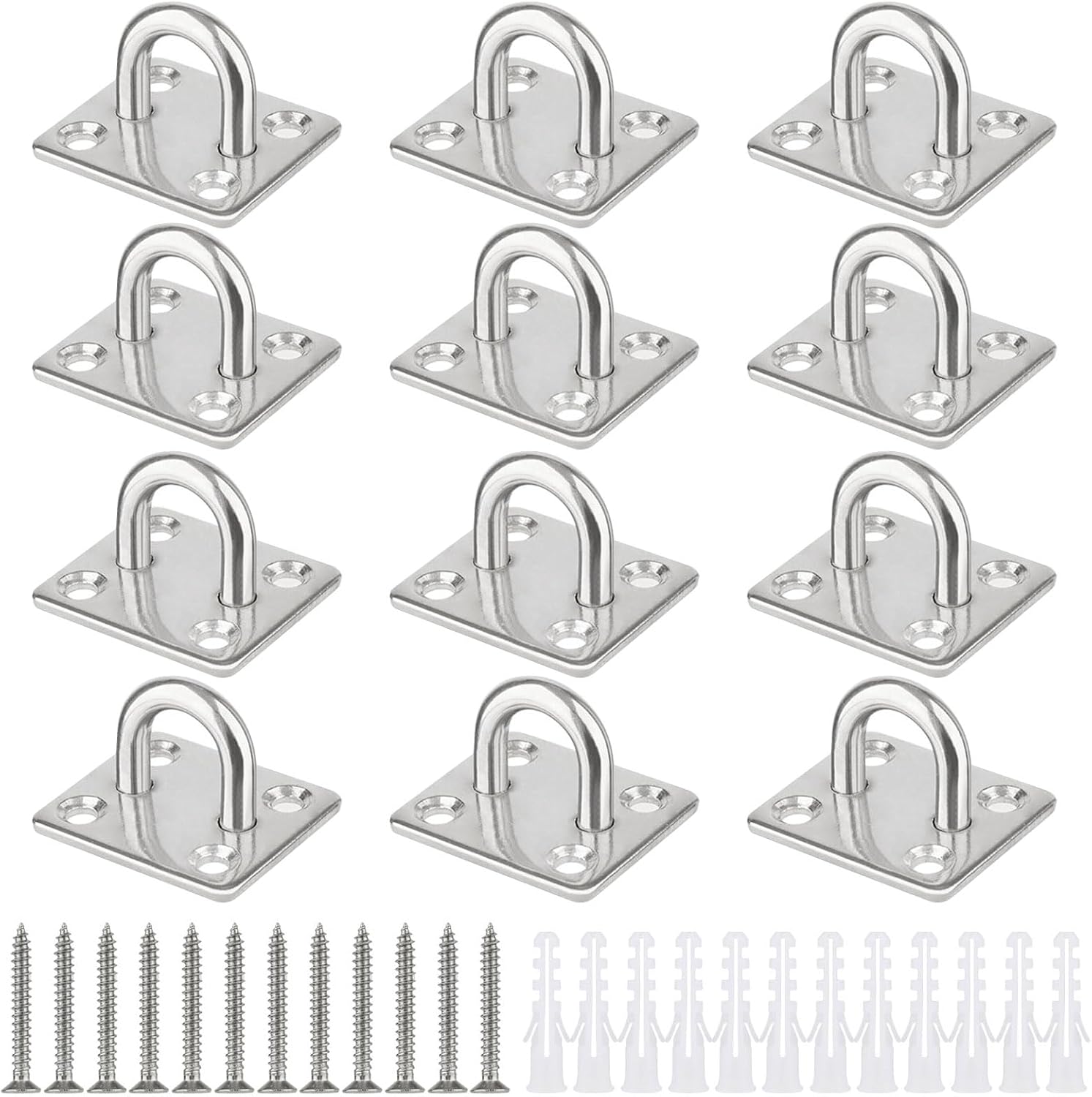 Ösenplatte Aus Edelstahl – 12 Stück – Edelstahl 304 – Tragkraft 50 Kg – Für Segel Und Hängematten – 35 X 30 Mm