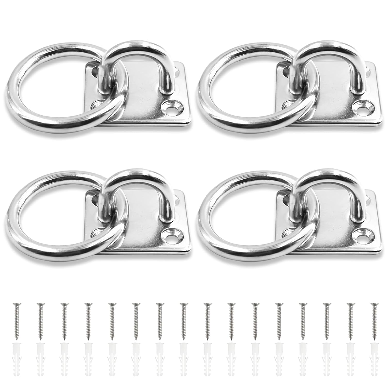 Anbinderinge - 4 Stück - Edelstahl 304 - Quadratische Platte - Für Stall Und Sport - 6 Mm Drahtstärke