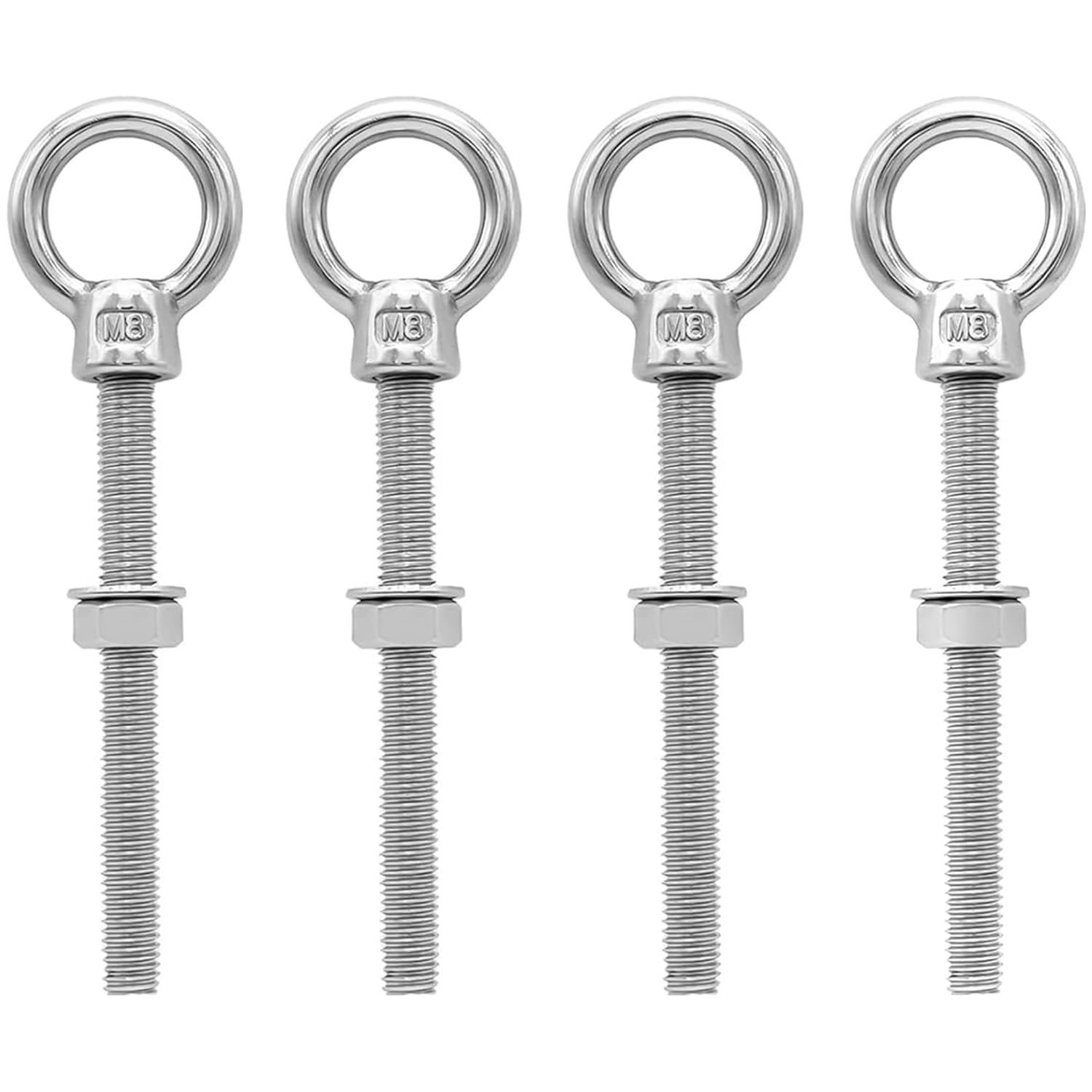 M8 Hebering – 4er-pack – Edelstahl 316 – 100 Mm Lange Ösenschraube – Für Industrielle Aufhängung Und Befestigung