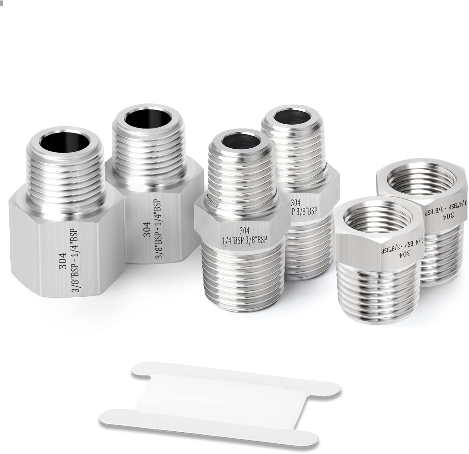Rohrverbindungsset – 6-teilig – Edelstahl 304 – 3/8" Auf 1/4" Bsp-reduzierstück – Industrielle Sanitärinstallation