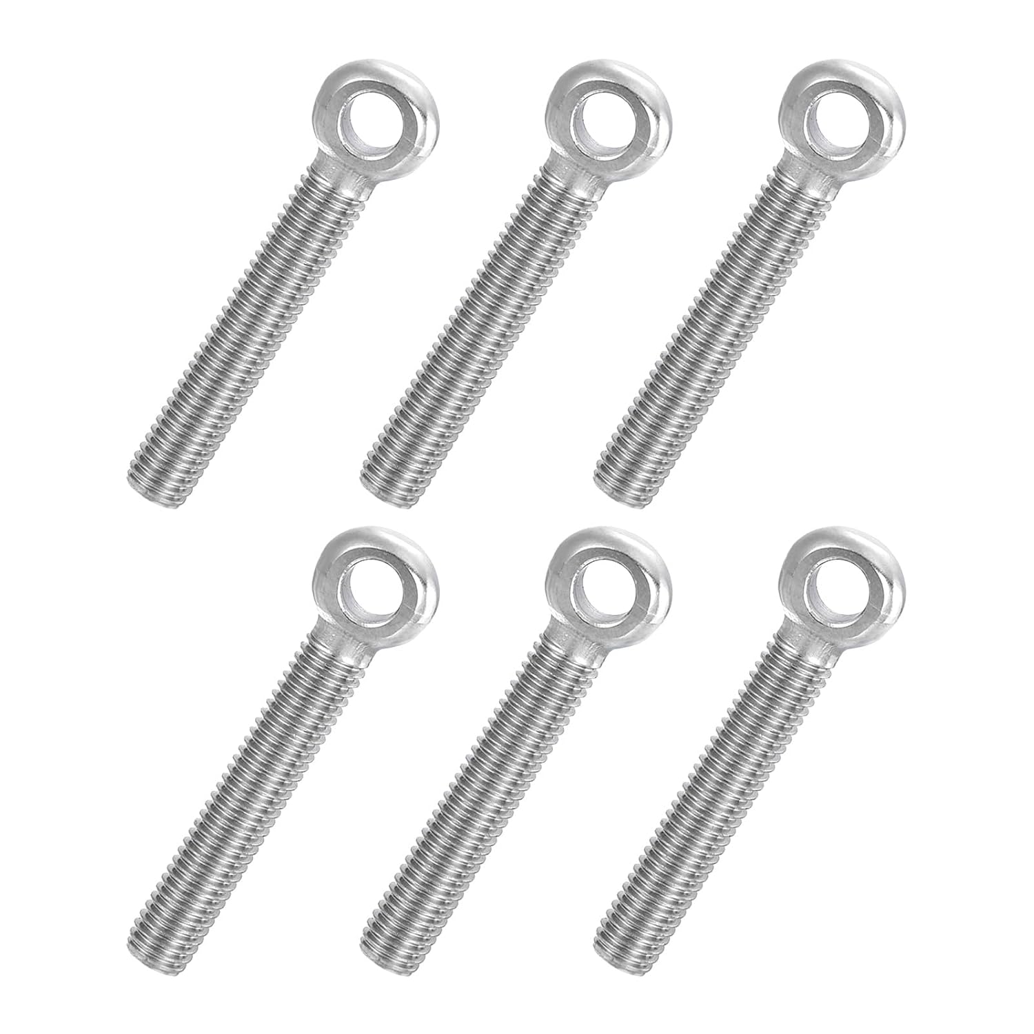 Augenschraube – 6 Stück – Edelstahl 304 – M10-gewinde – Drehbar – Für Industrielle Hebe- Und Anschlagmittel – 65 Mm, Silber