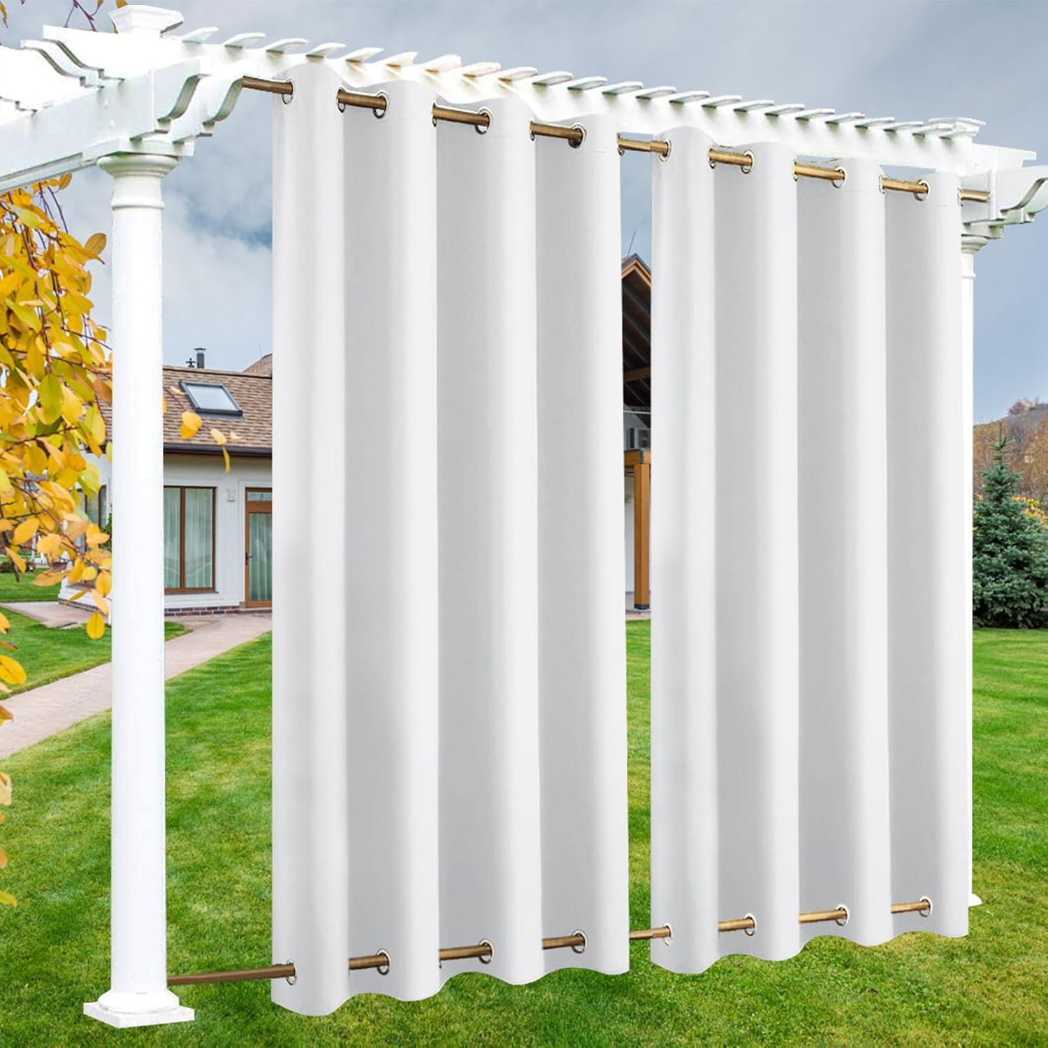 Wasserdichter Outdoor-vorhang – 1 Stück – Verdunkelndes Polyester – Uv- Und Windschutz – Für Pergola, Terrasse, Garten – 132 X 140 Cm