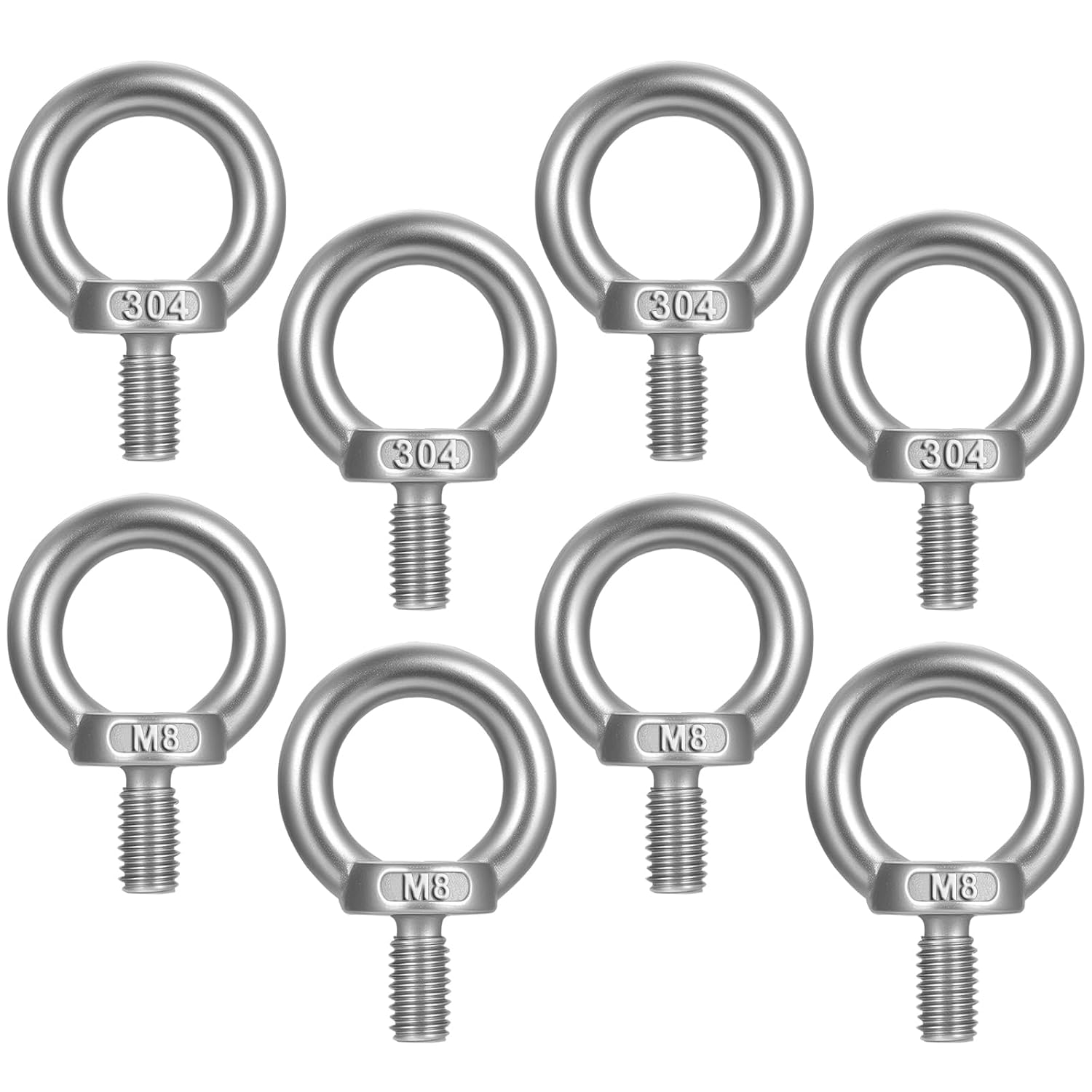 M8-augenschraube – 8er-pack – Edelstahl 304 – Hebe- Und Aufhängungsanwendungen – Industrie Und Haushalt