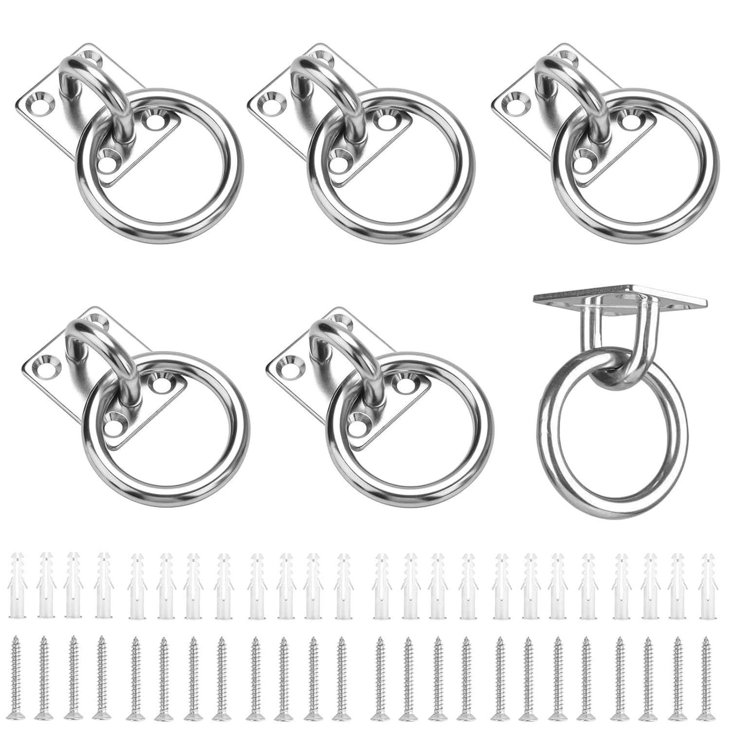 Set Mit 6 Ösenplatten Mit Ring, Ösenplatte Aus Edelstahl, Befestigungsring Für Pferde, Ösenplatte Mit Öse, Schraube Für Sonnensegel, Decken- Und Wandmontage, Haken