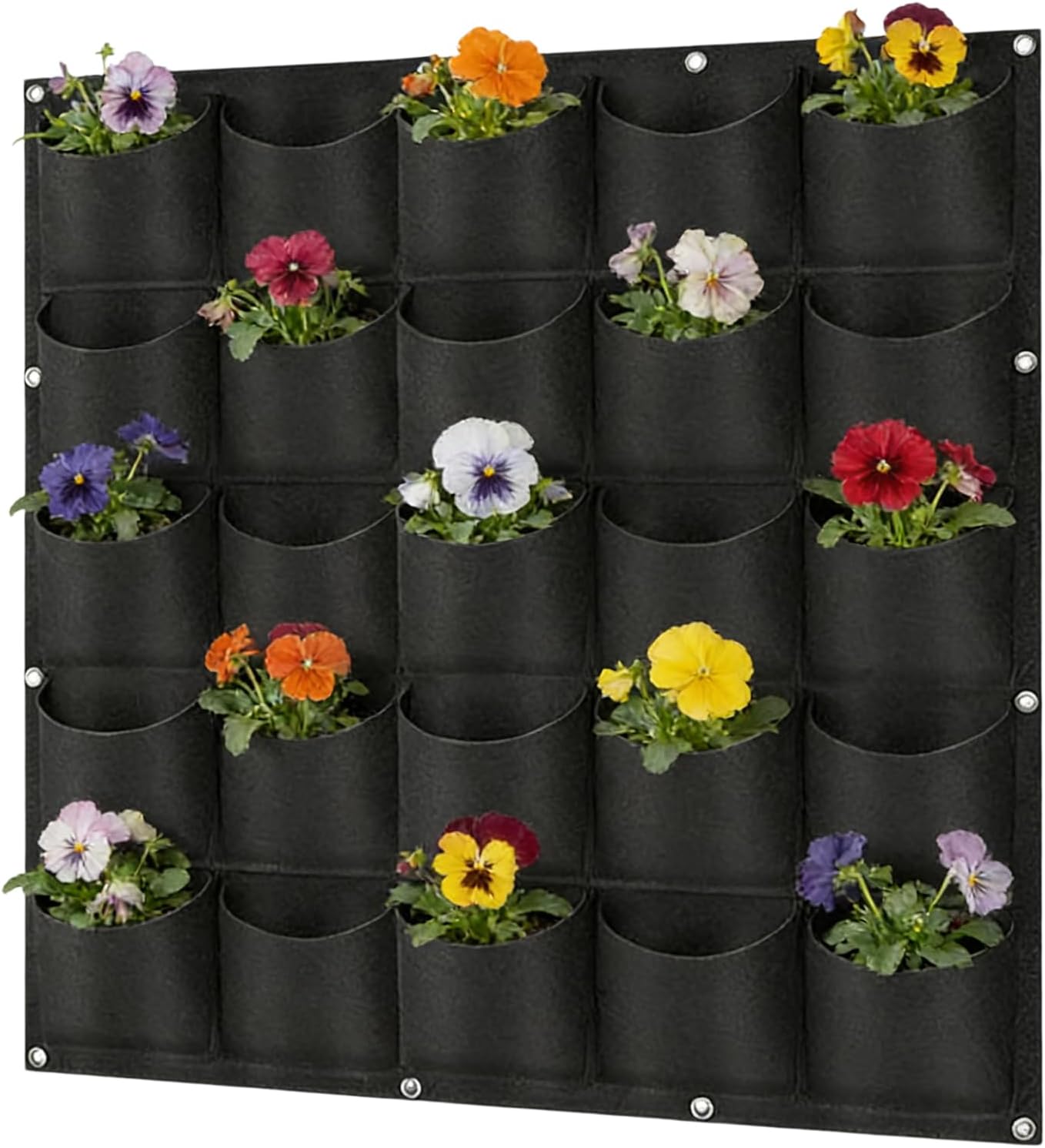 Wandmontierter Pflanzsack – 1 Stück – Vliesstoff – 25 Taschen – Vertikalgarten Für Drinnen Und Draußen – Schwarz, 1 M X 1 M