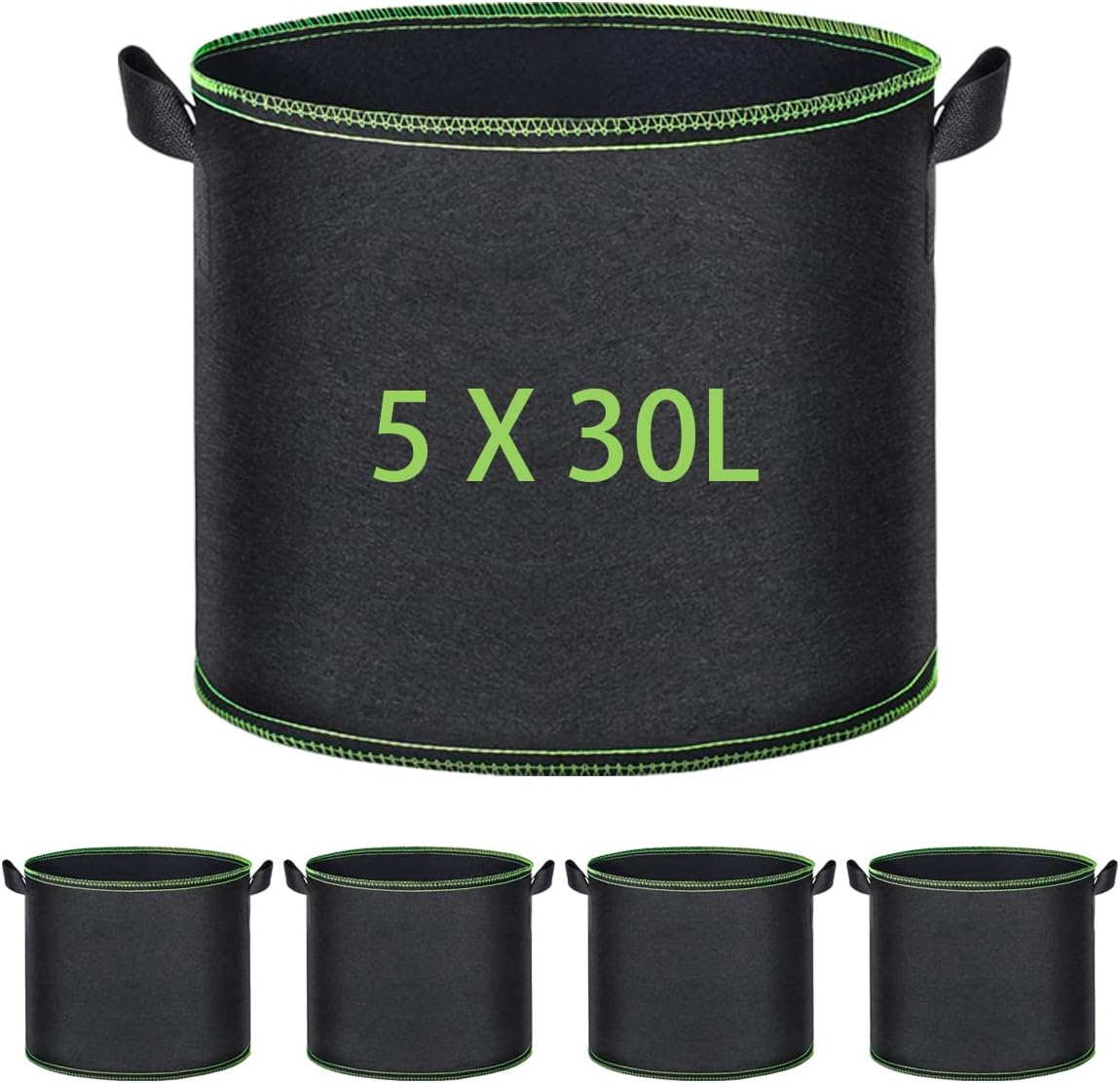 Pflanzsäcke – 5er-pack – Vliesstoff – 30 L – Optimale Drainage – Für Den Anbau Von Kartoffeln Und Tomaten – Schwarz