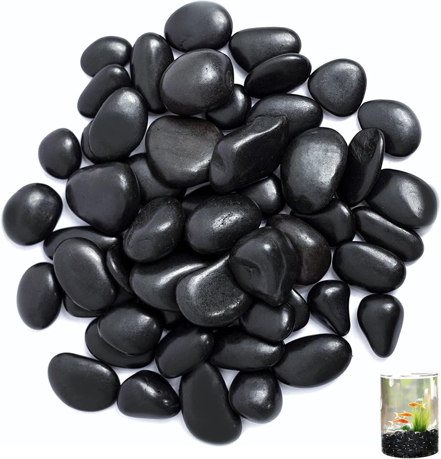 Schwarze Flusskiesel – 1 Kg – Polierter Naturstein – Drainage Und Dekoration – Garten-aquariumvase – 4–8 Cm