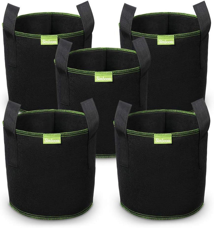 10-liter-pflanzsäcke – 5er-pack – Schwarzes Vliesmaterial – Mit Tragegriffen – Für Gemüse Und Blumen – 25,5 Cm X 24,5 Cm