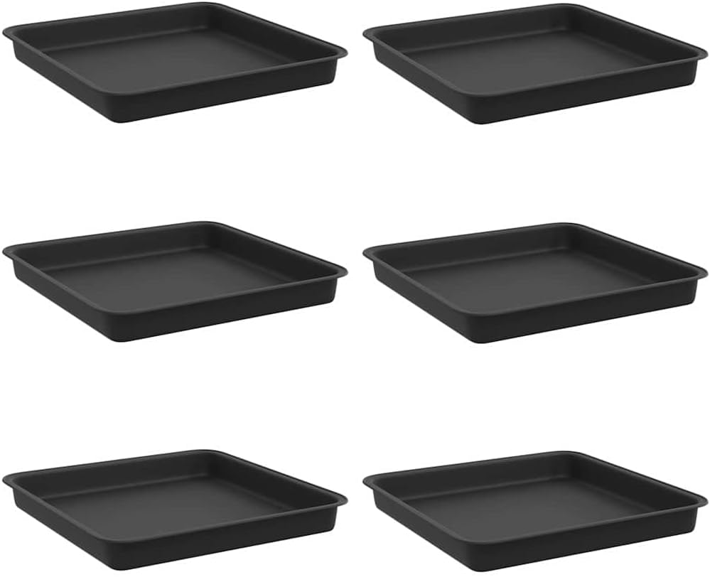 Untertassen – 6er-set – Kunststoff – Quadratisch, 18 X 18 Cm – Robust – Für Drinnen Und Draußen – Schwarz