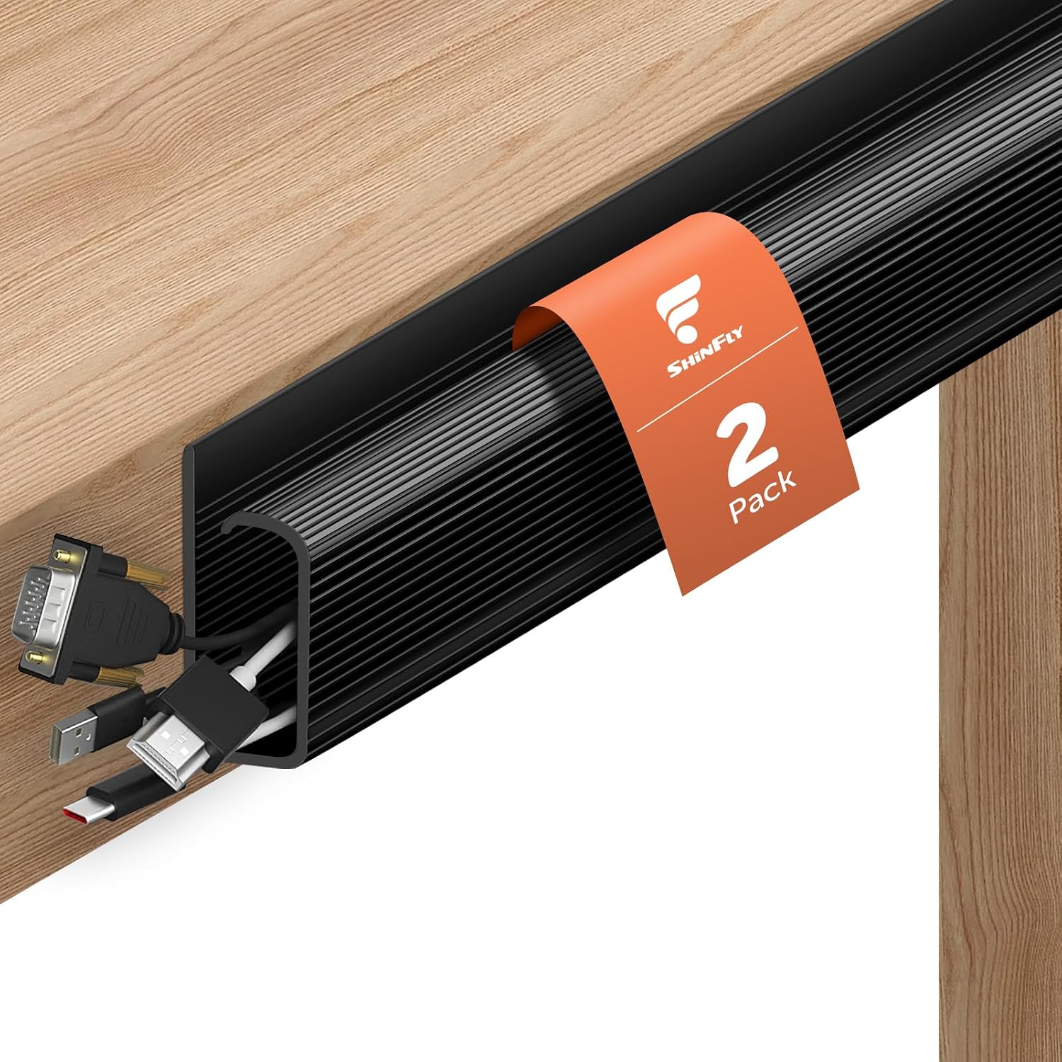 Kabeldurchführung – 2 Stück – Schwarzes Pvc – J-form – Für Büro Und Fernseher – 40 X 4 Cm
