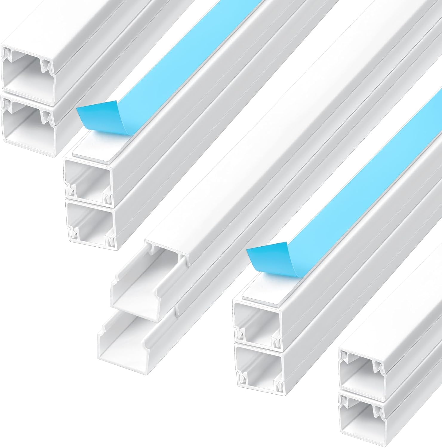 Kabelkanal-set – 10 Stück – Weißes Pvc – Selbstklebend – Für Fernseher Und Lautsprecher – 10 X 10 Mm