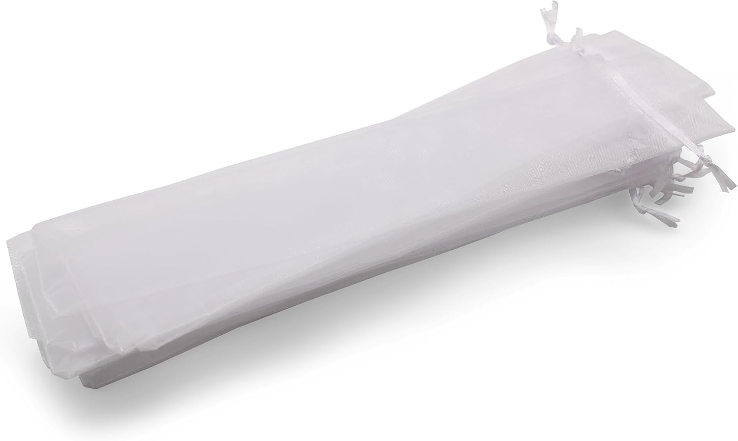 Organzabeutel – 50er-pack – Weiß – 26 X 6 Cm – Für Längliche Gegenstände – Satinkordel