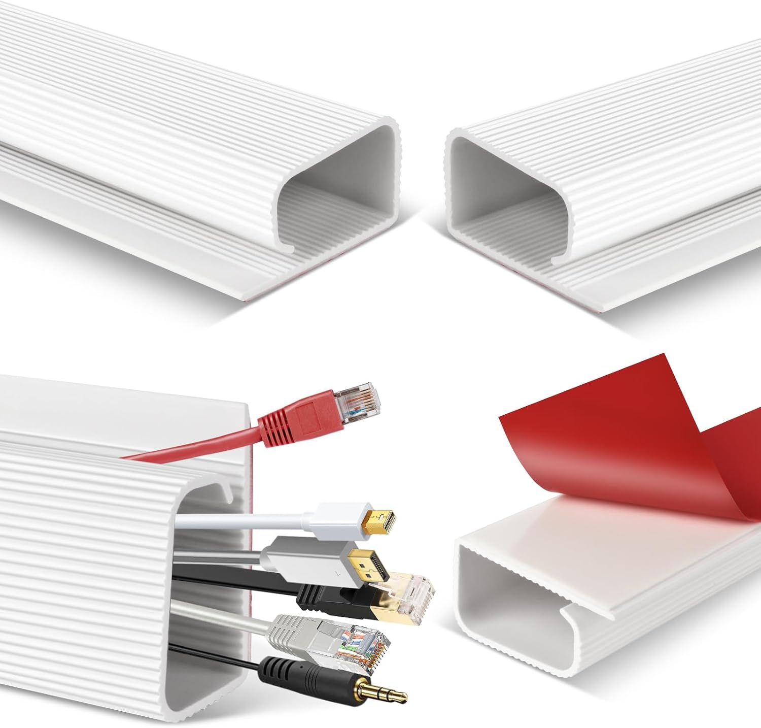 Kabeldurchführungen – 4er-pack – Weißes Pvc – Kabelmanagement Für Büro, Pc, Fernseher – 40 Cm