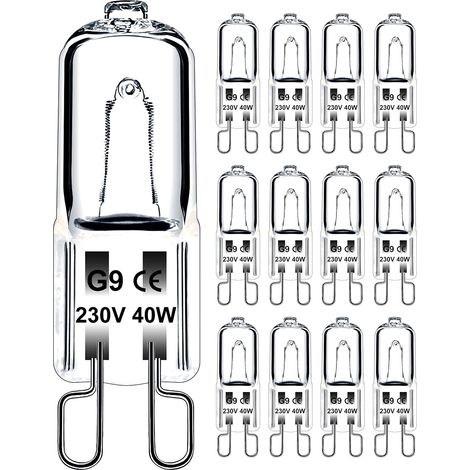 Ampoule G9 40w 230v Dimmable Blanc Chaud, Ampoule Halogène G9 Tolérance De 300°c, Ampoule Four G9 Pour Four Micro-ondes Cuisinière Plafonniers, Lot De 12