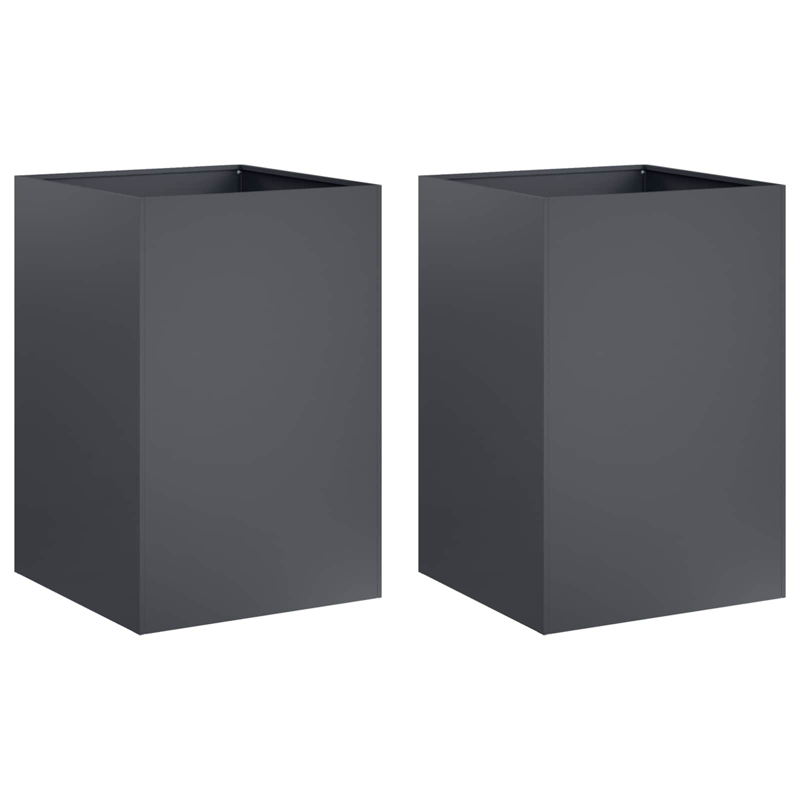 Vidaxl Garden Planter 2 Pcs Anthracite 50 X 50 X 75 Cm