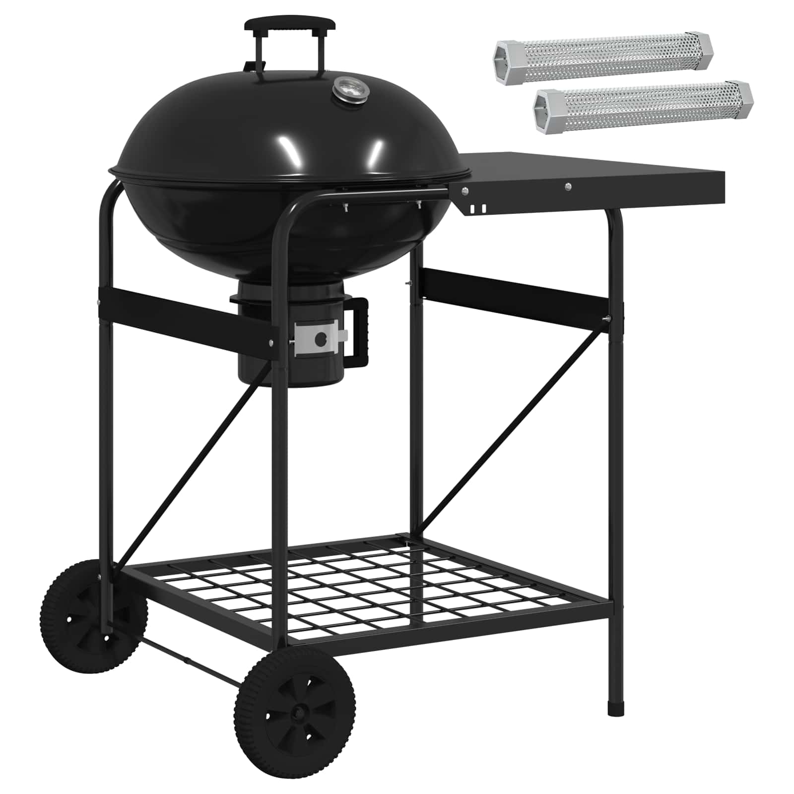 Vidaxl Charcoal Grill With Smoker Tubes 91 X 71 X 107 Cm Steel Black