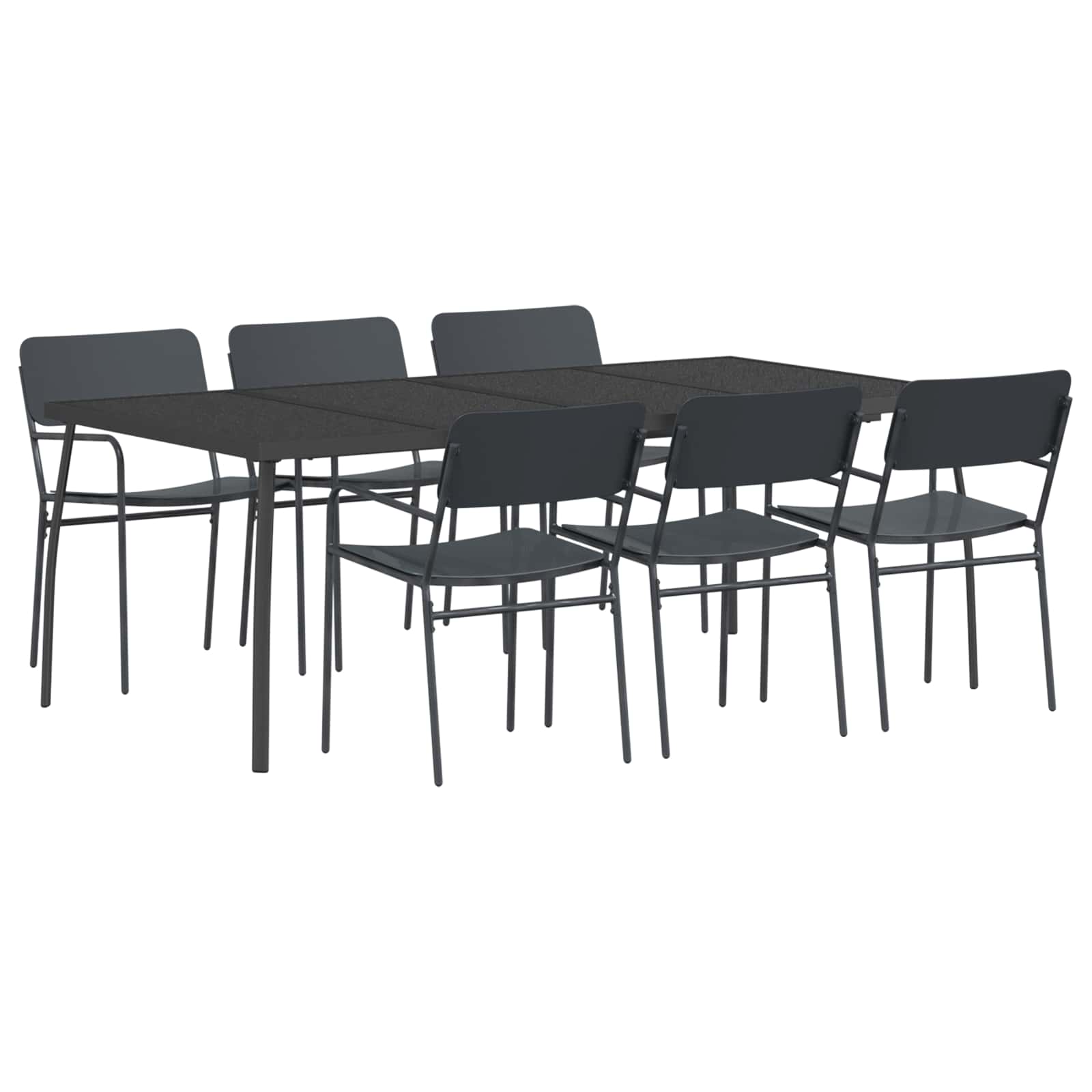 Vidaxl Dining Set 7 Pcs Anthracite Steel