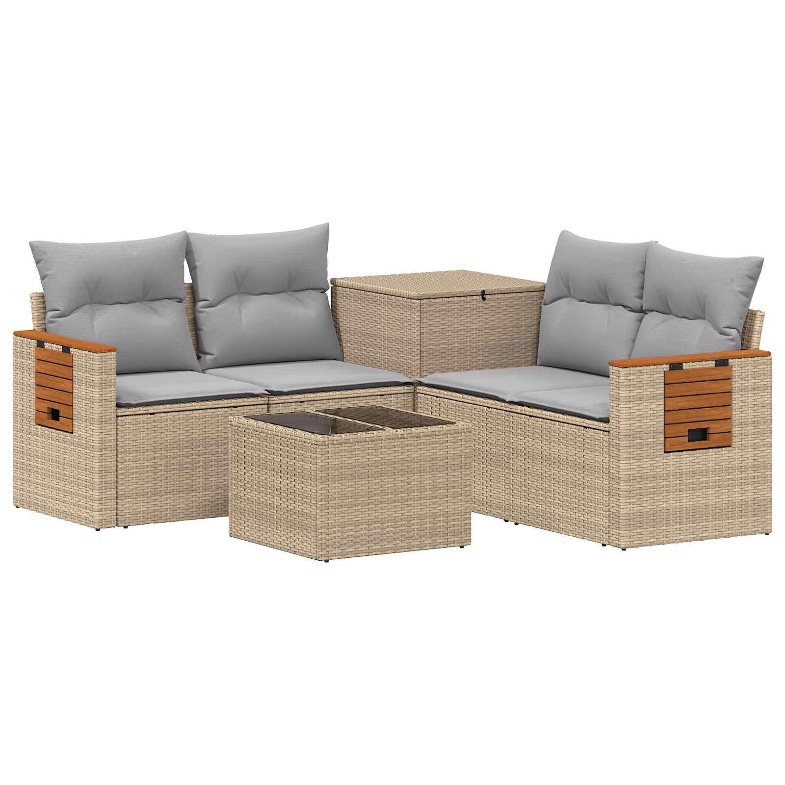 Vidaxl Sofa Set 6 Pcs Beige And Light Grey 55 X 55 X 37 Cm